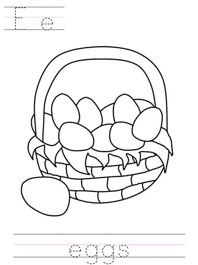 print practice worksheet - Ee eggs coloring page