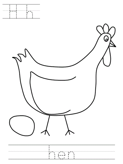 print practice worksheet - Hh hen coloring page