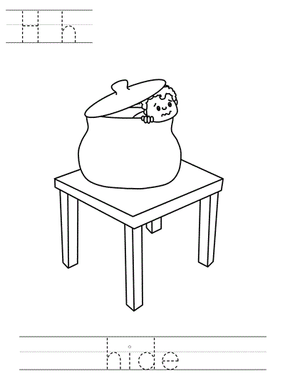 print practice worksheet - Hh hide coloring page