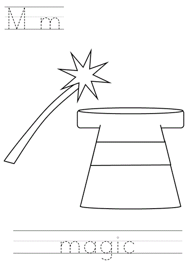 print practice worksheet - Mm magic coloring page