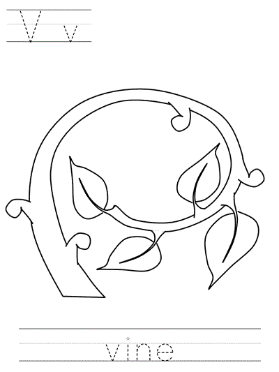 print practice worksheet - Vv vine coloring page