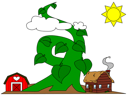 printable poster of the giant beanstalk and Jack's farm