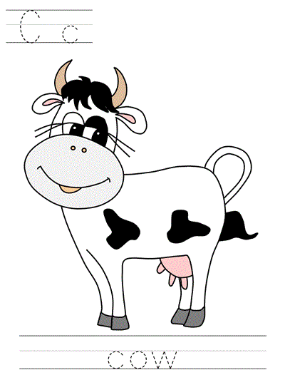 printable print practice worksheet - Cc cow