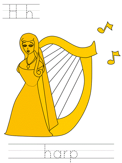 printable print practice worksheet - Hh harp