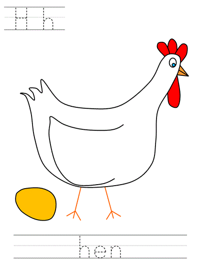 printable print practice worksheet - Hh hen