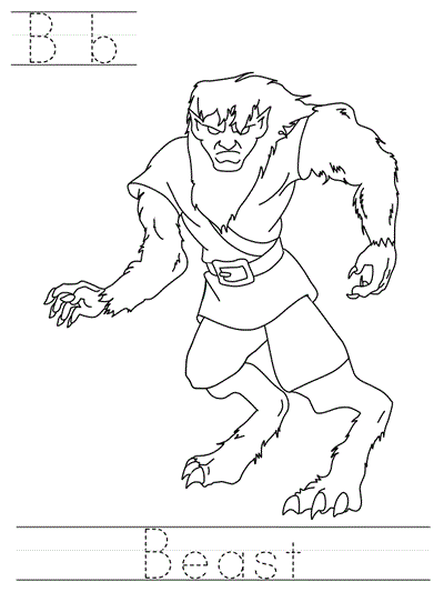 print practice worksheet - Bb Beast coloring page
