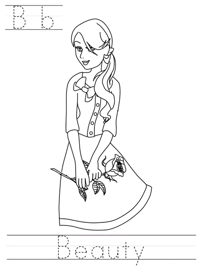 print practice worksheet - Bb Beauty coloring page