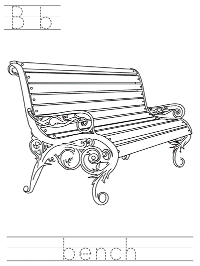 print practice worksheet - Bb bench coloring page