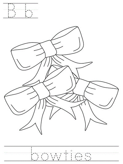 print practice worksheet - Bb bowties coloring page