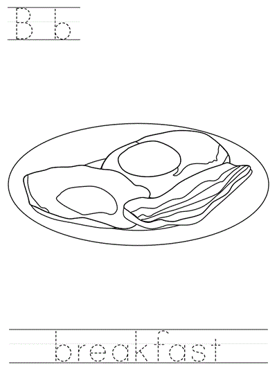 print practice worksheet - Bb breakfast coloring page
