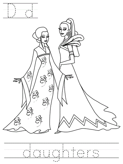 print practice worksheet - Dd daughters coloring page