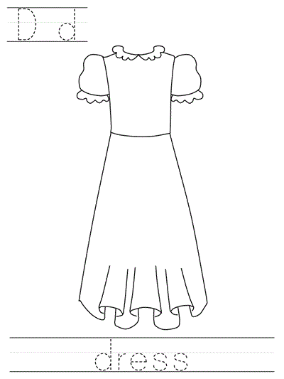 print practice worksheet - Dd dress coloring page
