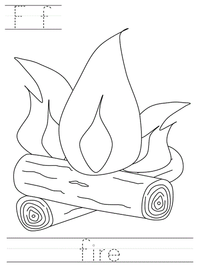 print practice worksheet - Ff fire coloring page