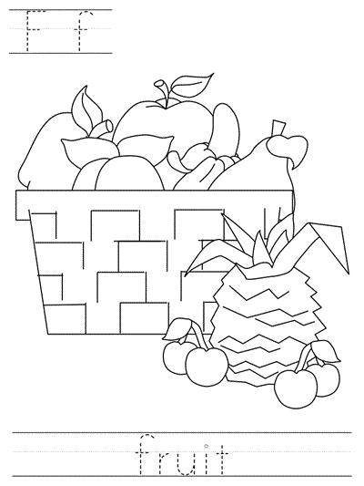 print practice worksheet - Ff fruit coloring page