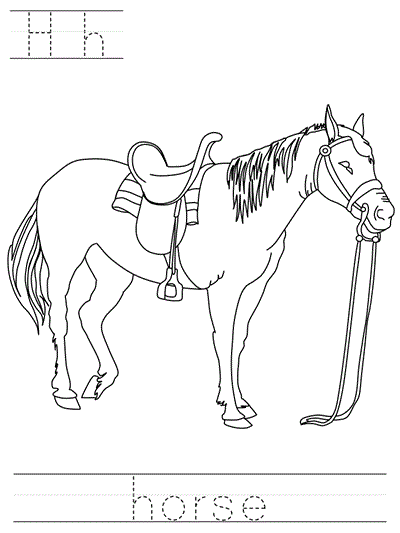 print practice worksheet - Hh horse coloring page