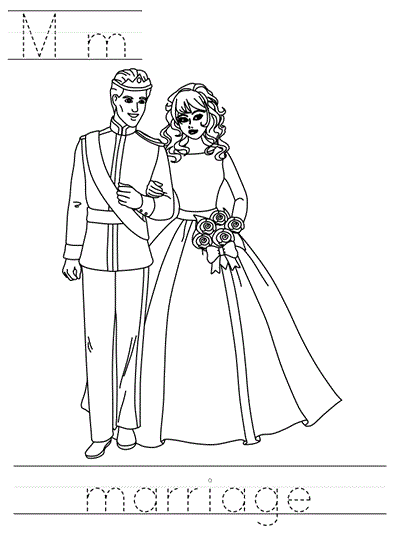 print practice worksheet - Mm marriage coloring page