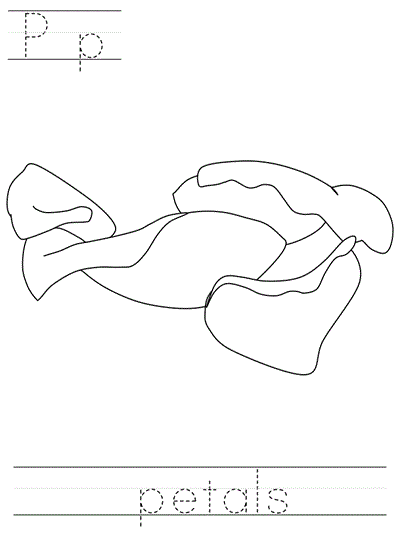 print practice worksheet - Pp petals coloring page