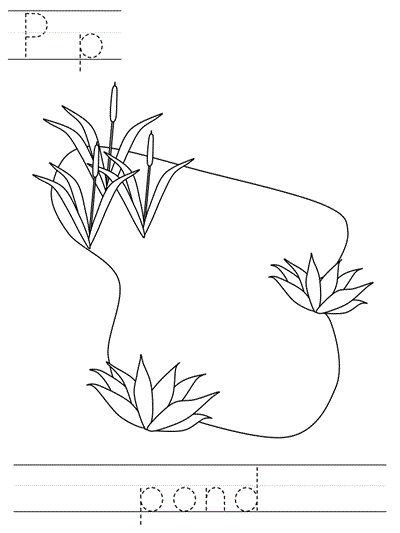 print practice worksheet - Pp pond coloring page