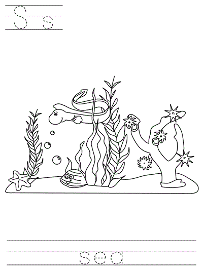 print practice worksheet - Ss sea coloring page