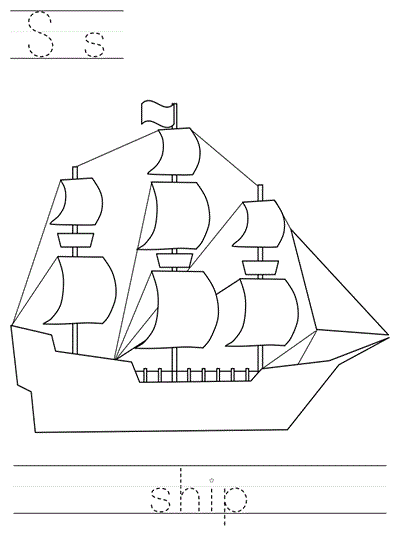 print practice worksheet - Ss ship coloring page