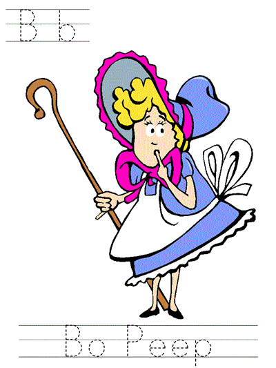 Bb Bo Peep | Learn to Print worksheet