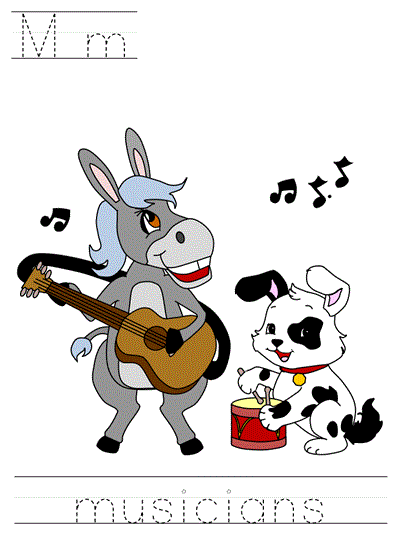 Bremen Town Musicians tracer page - Mm musicians