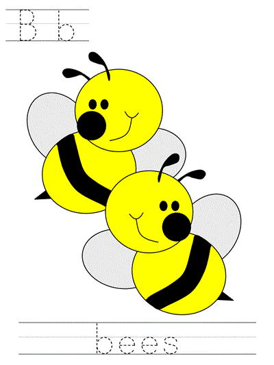 Five Busy Honey Bees tracer page - Bb bees