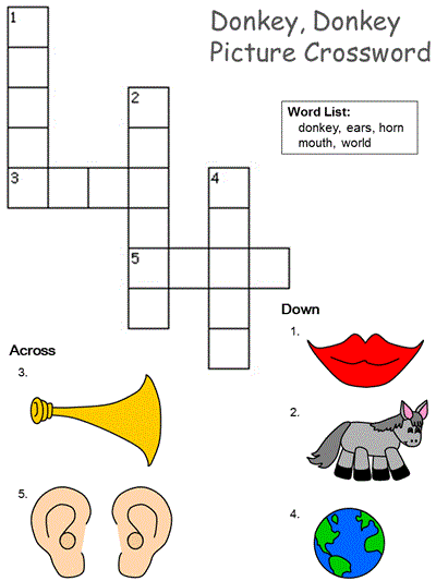 Donkey, Donkey, Old and Gray Picture Crossword