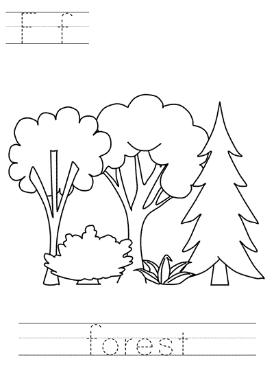 Printable print practice coloring page - Ff forest