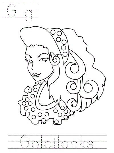 Printable print practice coloring page - Gg goldilocks