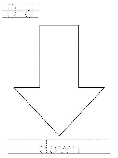 Printable print practice coloring page - Dd down