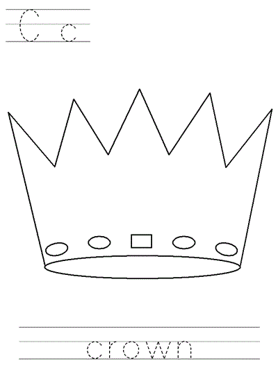 Printable print practice coloring page - Cc crown