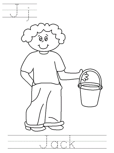 Printable print practice coloring page - Jj Jack