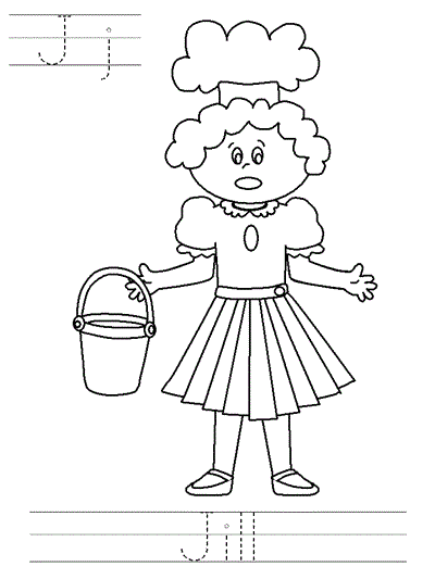 Printable print practice coloring page - Jj Jill