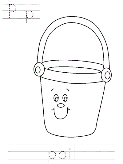 Printable print practice coloring page - Pp pail