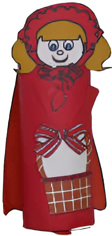 photo of the finished Little Red Riding Hood toilet paper roll craft