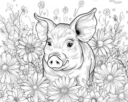 printable coloring page of a pig