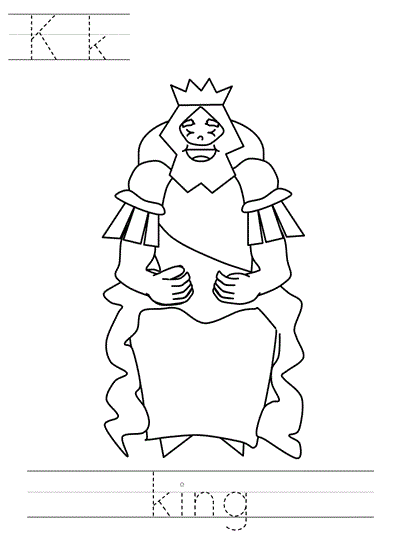 Learn to Print coloring page - Kk king