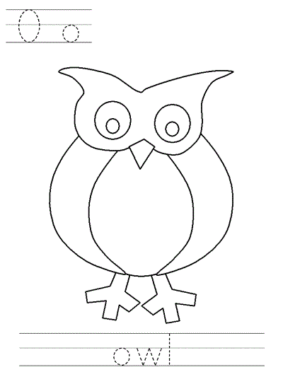 Learn to print coloring page - Oo owl