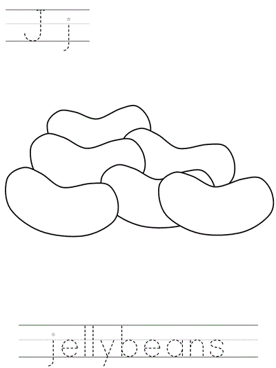 Printable print practice coloring page - Jj jellybeans