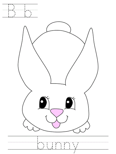Printable print practice worksheet - Bb bunny