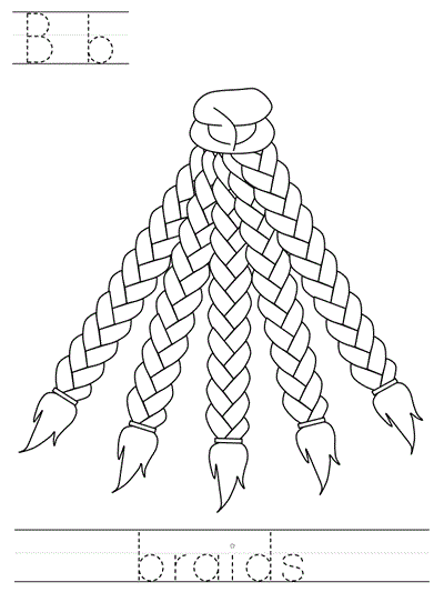 Learn to Print  worksheet - Bb braids