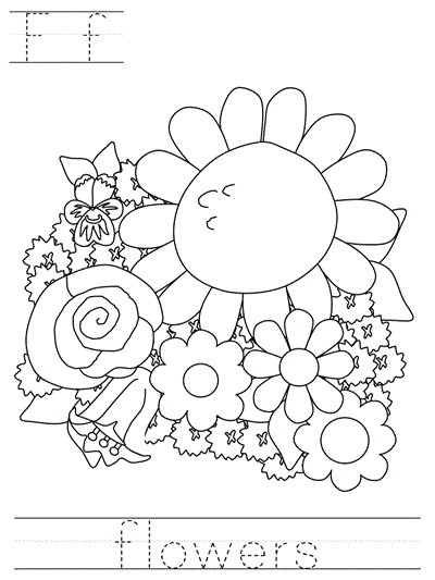 Learn to Print  worksheet - Ff flowers