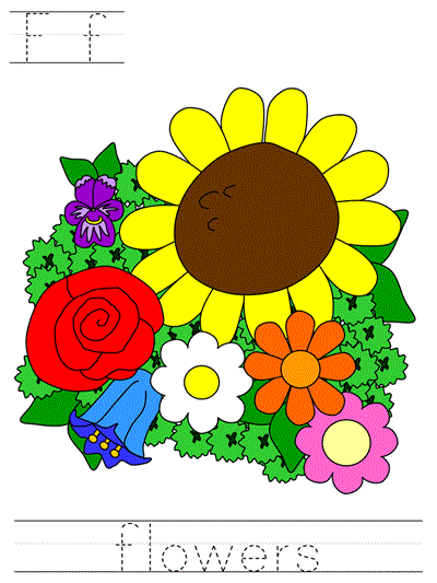 Learn to Print  coloring page - Ff flowers