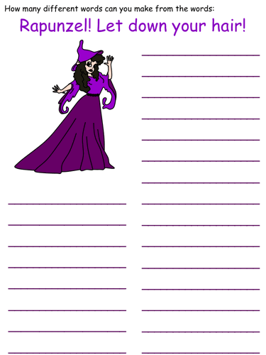 Rapunzel Word Mine Puzzle