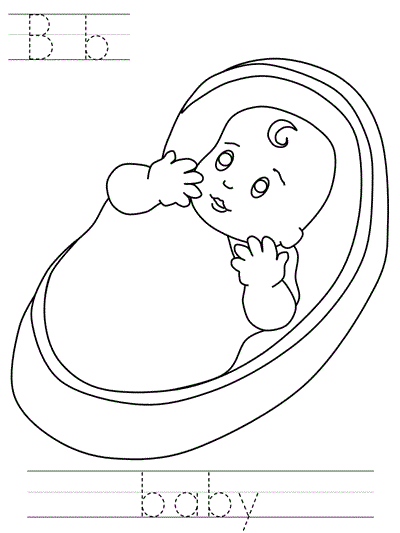Learn to Print coloring page - Bb baby