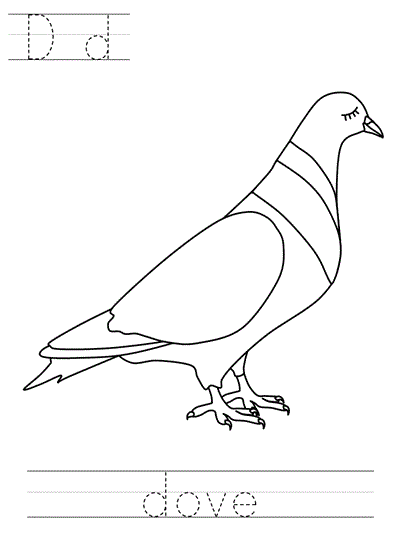 Learn to Print coloring page - Dd dove