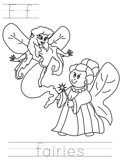 Learn to Print coloring page - Ff fairies