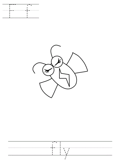Learn to Print coloring page - Ff fly