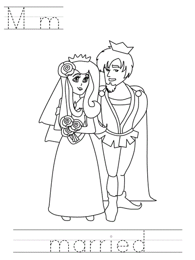 Learn to Print coloring page - Mm married